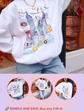 Mure + Grand Sweatshirt with City Illustration Size Small